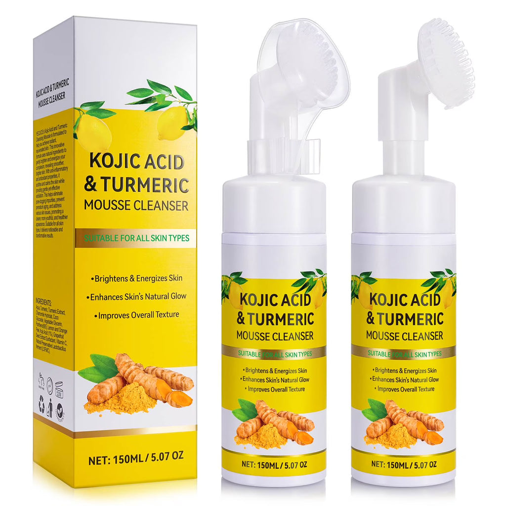 Turmeric Kojic Acid Facial Cleanser Washes, Deep Cleansing of Facial Skin for All Skin Types，2Pack