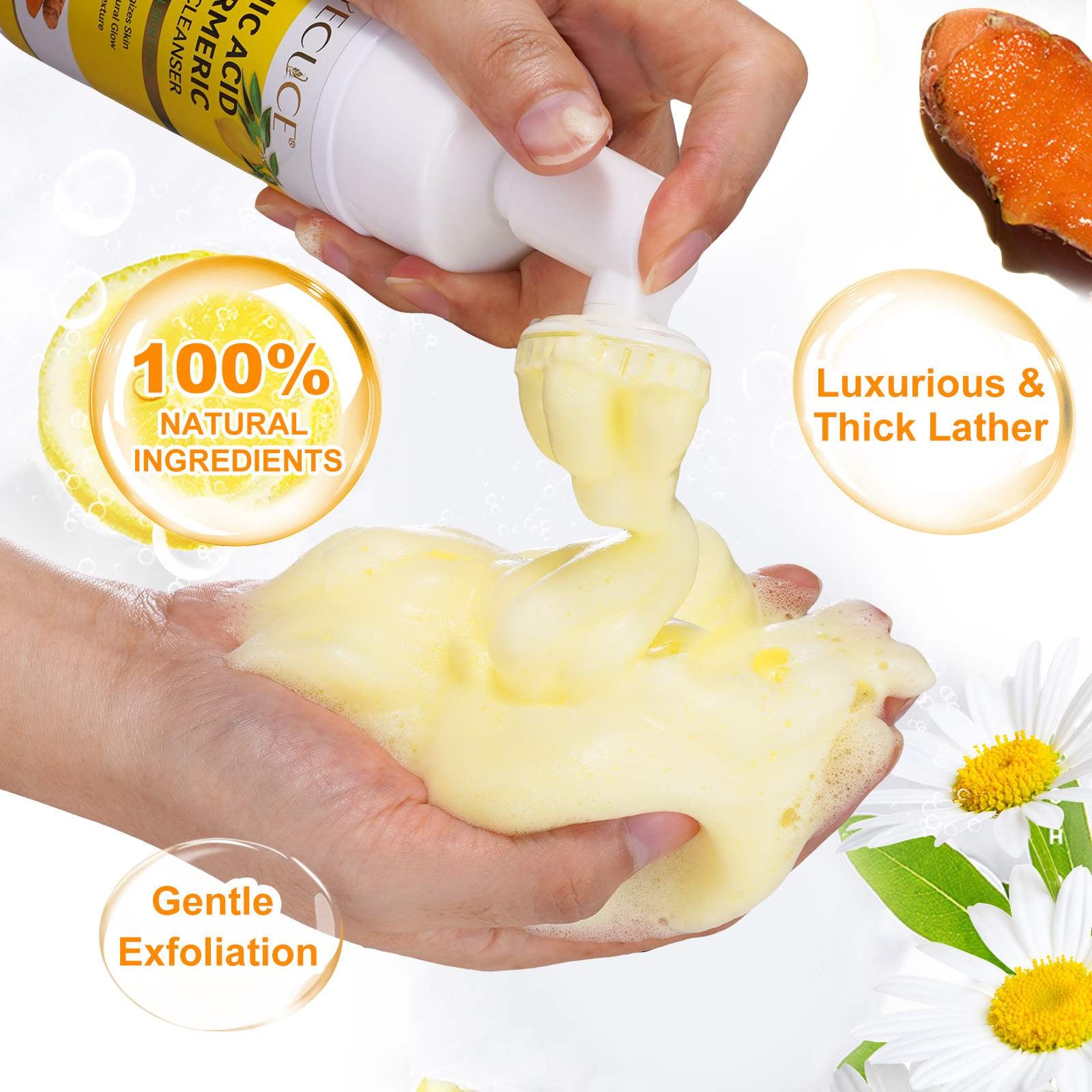 Turmeric Kojic Acid Facial Cleanser Washes, Deep Cleansing of Facial Skin for All Skin Types，2Pack